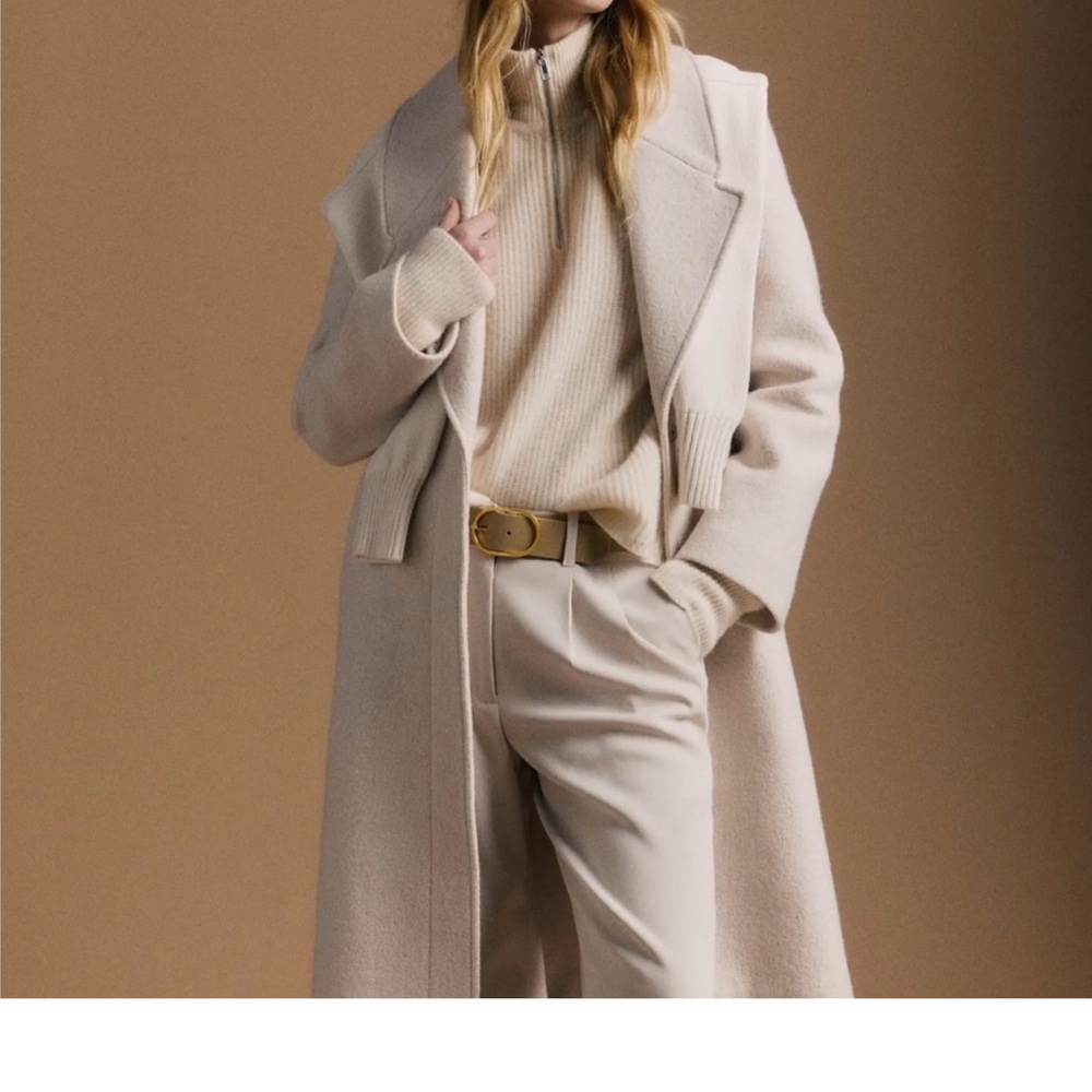 Quince Women's Elegant 💯% Wool Cream Pea Coat Size XS New - Picture 6 of 7